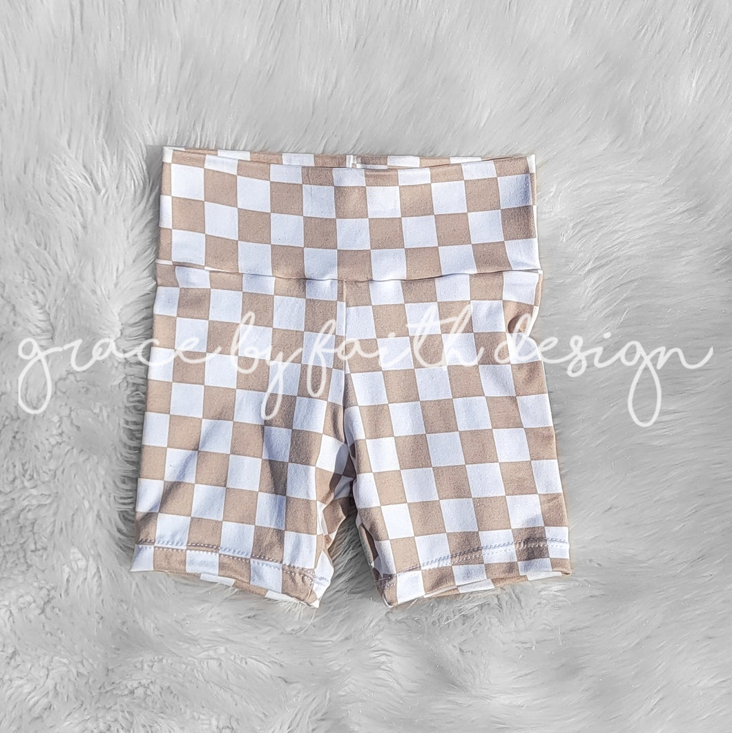 Nude Checkered Breezy Shorts ONLY